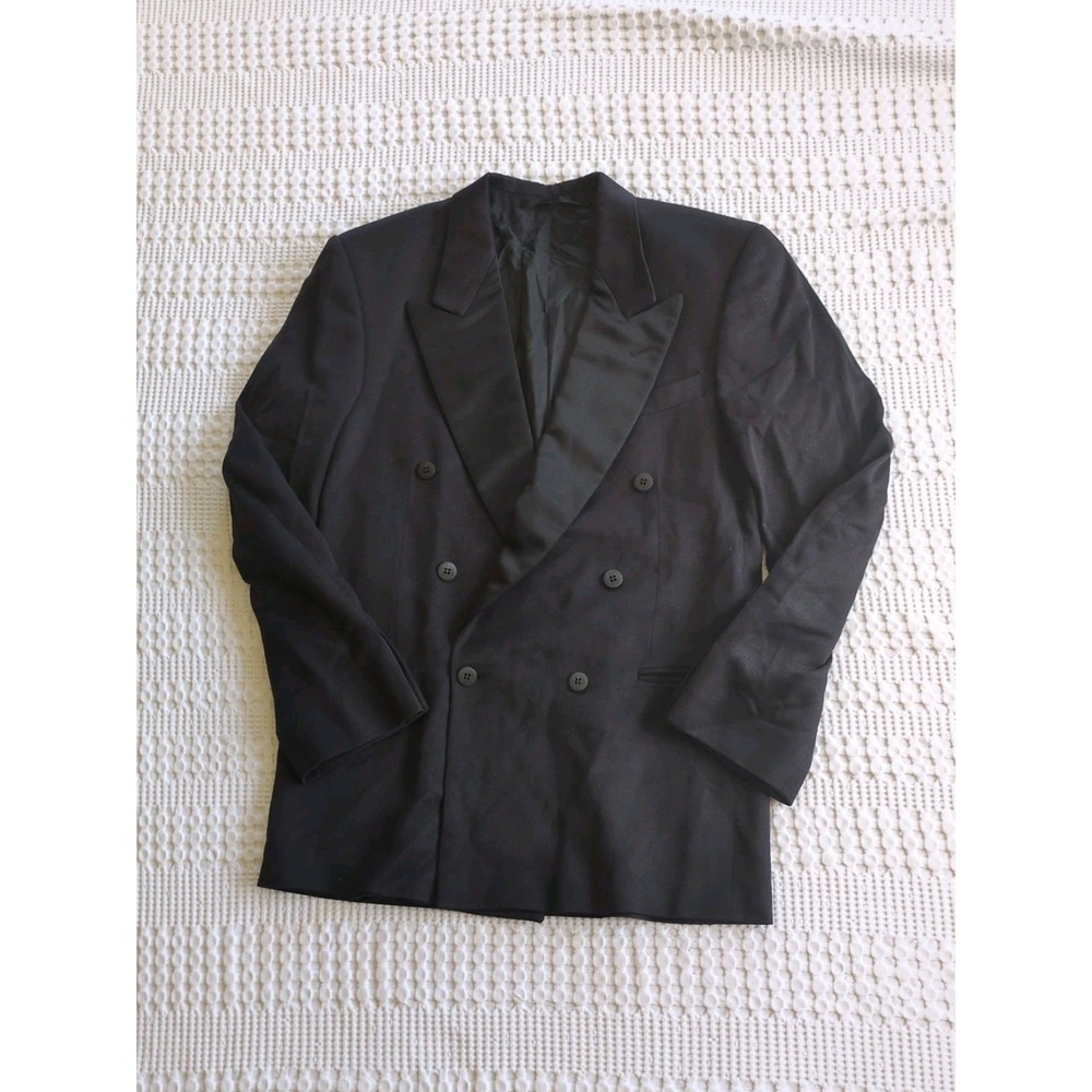 Yves Saint Laurent Double Breasted Tuxedo Blazer Sz 46 Reg Pour‎ Homme Black